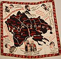 MPO commemorative kerchief from 1939 with slogans such as "Be proud you are from Macedonia!", "Macedonia gave literacy to all Slavs", "Without an independent Macedonia there is no peace in the Balkans", and "Macedonia is the cradle of the Bulgarian Revival".
