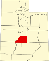 Округ Севір на мапі штату Юта highlighting