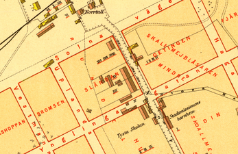 Norrtull på karta från 1885