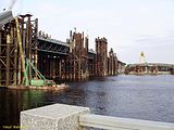 Construction site as of 2009, pictured from the Rybalskyi Peninsula