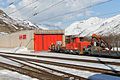 Station der Rettung: Furka-Tunnel in Realp mit Lokomotive des Rettungszugs