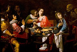 La muerte llega a la mesa del banquete (Memento Mori) (1635), de Giovanni Martinelli, Museo de Arte de Nueva Orleans
