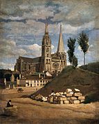 1830 Corot Cathédrale de Chartres, 64 × 54 cm, musée du Louvre, Paris.