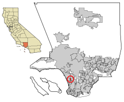 Location of Del Aire in Los Angeles County, California.