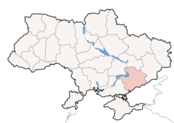 Карта на Украина, Запорошката област е означена со црвено