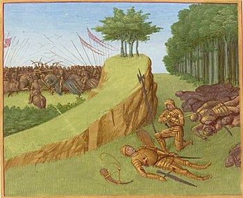 Grandes Chroniques de France: der Tod Rolands; Jean Fouquet, Tours, um 1455–1460