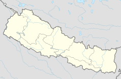 Mapa konturowa Nepalu, blisko centrum po lewej na dole znajduje się punkt z opisem „Tiram”