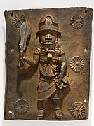 Single-figure plaque, Benin Kingdom court style, Edo peoples, Benin City, Nigeria, mid 16th to 17th century, cast copper alloy - Dallas Museum of Art - DSC04934.jpg