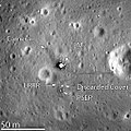 Miesto pristátia Apolla 11 na Mesiaci, fotografia vyhotovená sondou Lunar Reconnaissance Orbiter v roku 2012