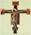 Cimabue Crucifix, 1287–1288, Panel, 448 x 390 cm Basilica di Santa Croce, Florence.