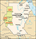 Mapa de la zona en conflicto en Darfur, Sudán.