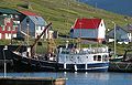 Harbour scene with the old post boat