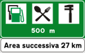 Services in motorway service area (plus distance from the next area)