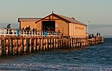 Fishermen jigging off the historic Queenscliff Pier, Vic