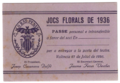 Passi per als Jocs Florals de 1936. Organitzats per al 27 de juliol, no arribaren a realitzar-se.
