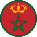 Morocco 1956 to present A gold crown and green star on a red disc ringed in green
