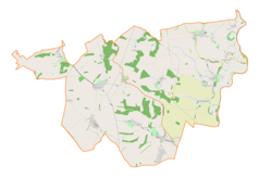 Mapa konturowa gminy Rudnik, po prawej znajduje się punkt z opisem „Pałac w Brzeźnicy”