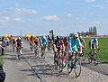 Cycling on cobblestone road (Paris-Roubaix)