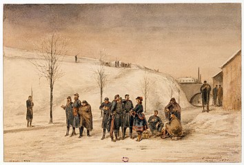 Vojáci jedí v pevnosti, 1871, Musée Carnavalet