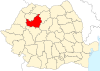 Map of Romania highlighting Cluj County