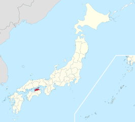 Kaart van Japan met Kagawa gemarkeerd