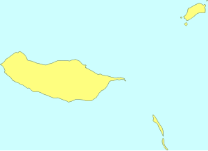 Mapa konturowa Madery, blisko centrum po lewej na dole znajduje się punkt z opisem „MAR”, w tej samej okolicy znajduje się również punkt z opisem „NAC”