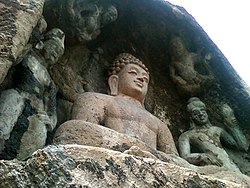 Rock-cut گوتاما بودا Statue at Bojjannakonda near Anakapalle