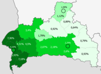 Ukraińcy      >6%      4–6%      2–4%      1–2%      <1%