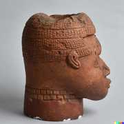 AI-Restored Commemorative Head, Terracotta, Benin Bronze, Side View.png