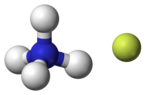 model bola dan tongkat kation amonium (kiri) dan anion fluorida (kanan)