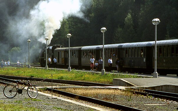 Steam train at Bayerisch Eisentein in 1995