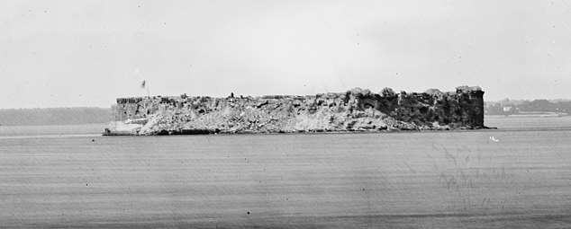 View of Confederate-held Fort Sumter, August 23, 1863.