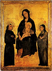 Gentile da Fabriano, Madonna col Bambino in gloria tra i santi Francesco e Chiara.