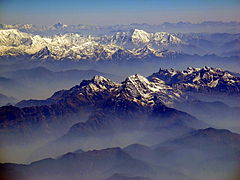 El macizo del Annapurna en la cordillera del Himalaya.