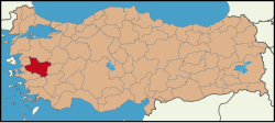 Location of Manisa within Turkey.