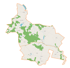 Mapa konturowa gminy Masłowice, na dole znajduje się punkt z opisem „Góra Chełmo”