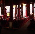 High noon meeting of the buddhist monks of monastery Drepung in the main prayer hall.