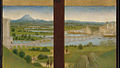 Detail from the Pérussis Altarpiece, the earliest depiction of the bridge, c. 1480. One arch near the center of the bridge has collapsed.