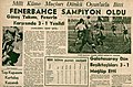 12 Temmuz 1937 tarihli Tan gazetesinde Fenerbahçe'nin 1937 yılı Türkiye Futbol (Milli Küme) Şampiyonluğu