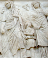 Agrippa na reliéfe Ara Pacis Augustae; žena vpravo za ním je jeho sestra Vipsania Polla