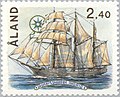 Åland, Swedish stamp, depicting the 1988 schooner, Ingrid