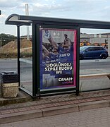 Chorzów, reklama Canal+ na przystanku, język śląski, alfabet Steuera.jpg