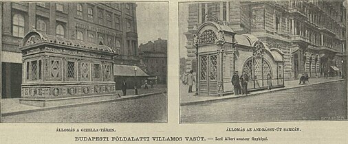 Megállók a Gizella téren és az Andrássy úton 1896-ban