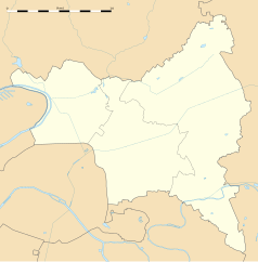Mapa konturowa Sekwana-Saint-Denis, blisko centrum na dole znajduje się punkt z opisem „Noisy-le-Sec”