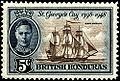 British Honduras 5c stamp of 1948, H.M.S. Merlin.