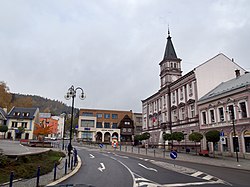 Town square with the town hall