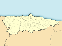 Mapa konturowa Asturii, w centrum znajduje się punkt z opisem „Proaza”