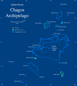 Mapa detallado do arquipélago de Chagos