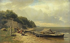 Plage de Tiskre peinte par Eugen Dücker.