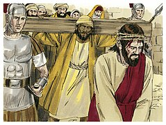 Matthew 27:31-34 Luke 23:26b Jesus led to the cross